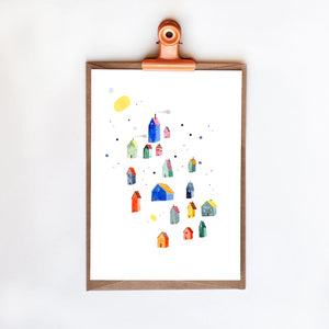 Art print - snowy little town