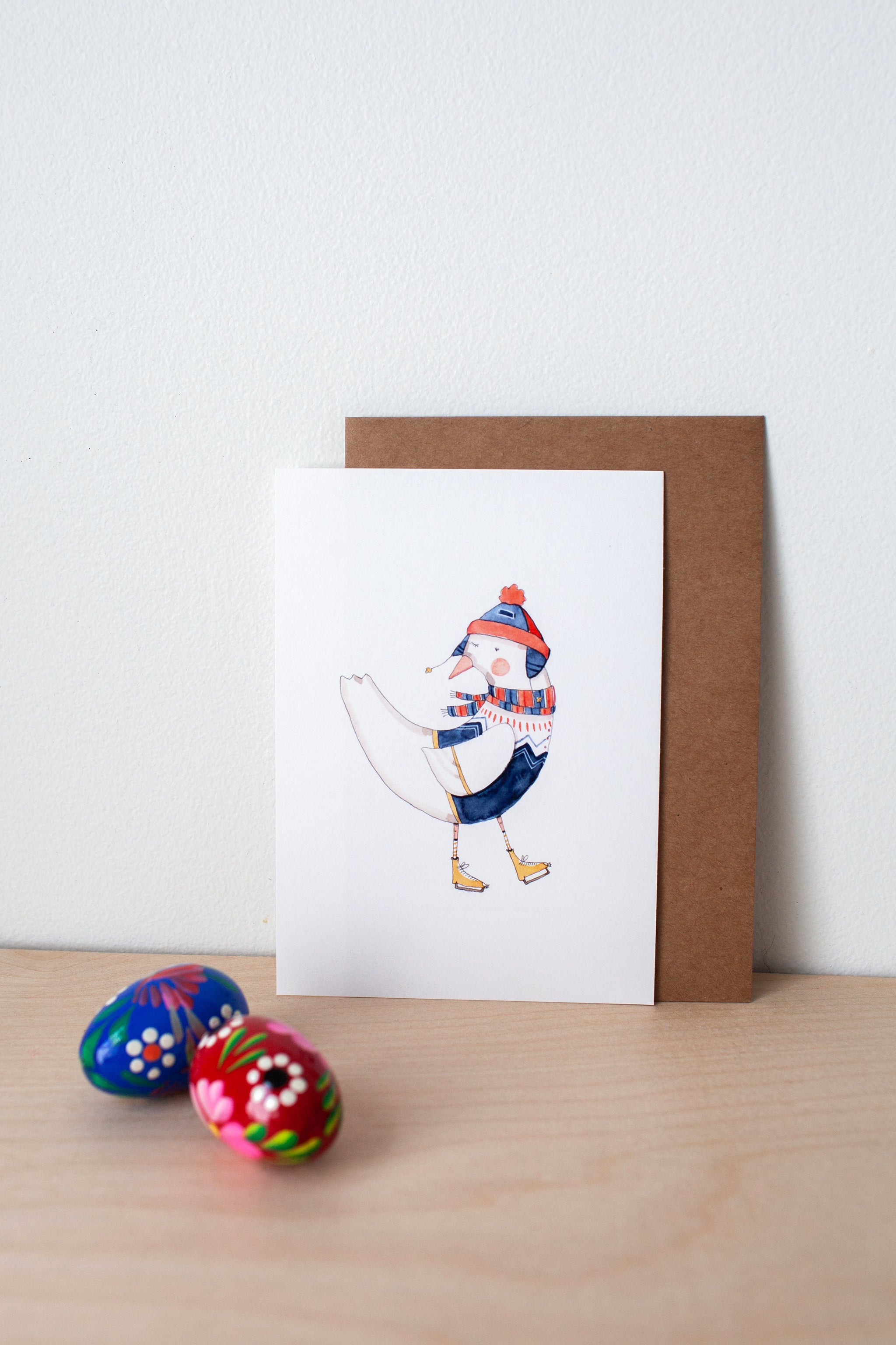 Greeting card - skating goose